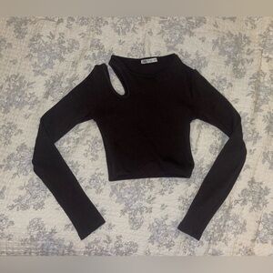 Zara brown cut-out Crop sweater